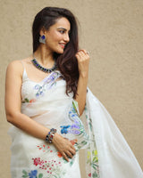 Surbhi Jyoti in Ivory Hand Painted Saree