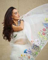 Surbhi Jyoti in Ivory Hand Painted Saree