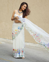 Surbhi Jyoti in Ivory Hand Painted Saree