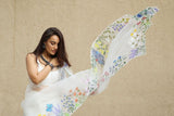 Ivory Hand painted Organza Saree