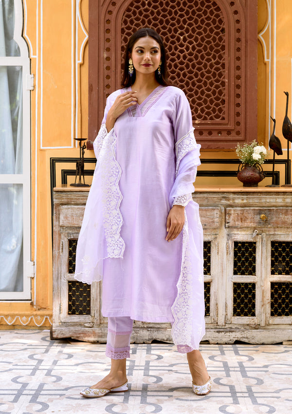 Lilac Chanderi Suit