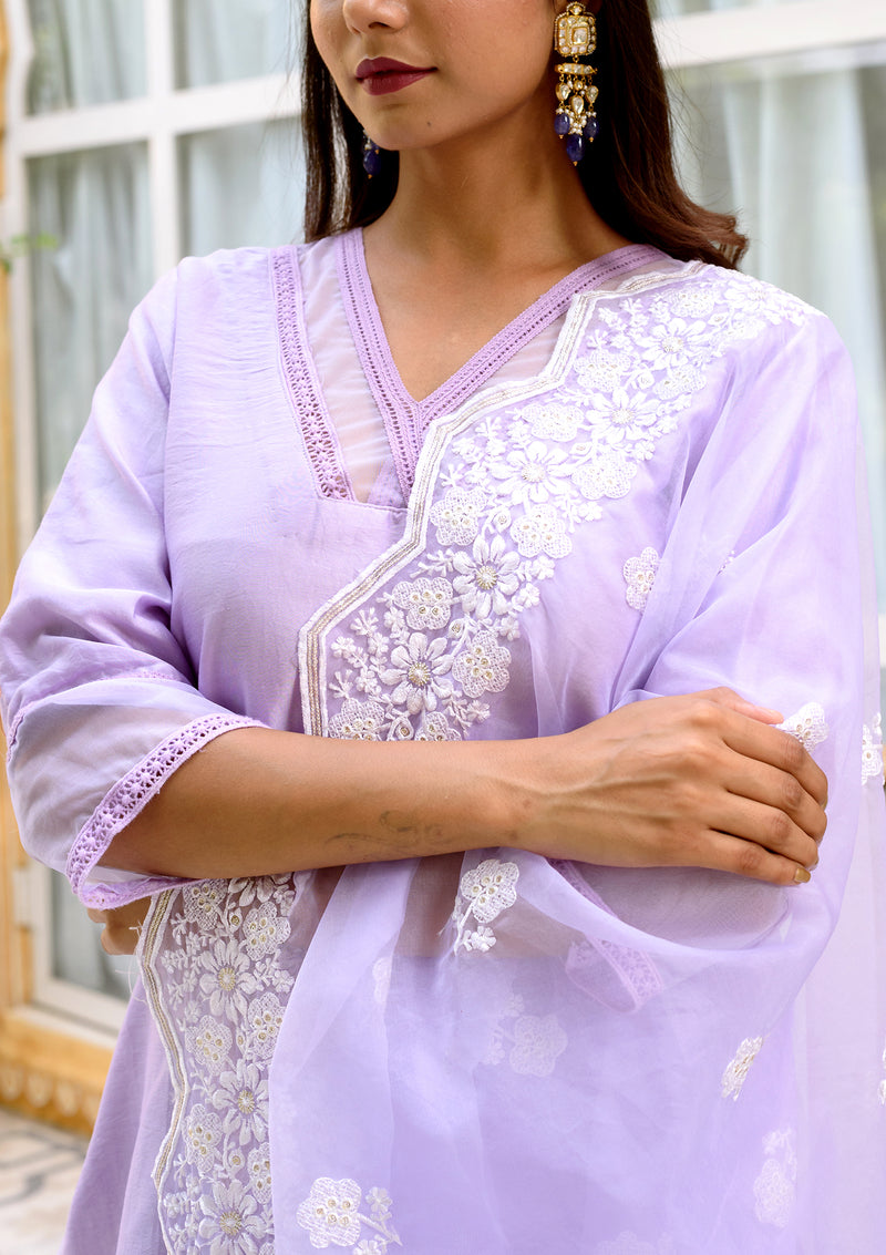 Lilac Chanderi Suit