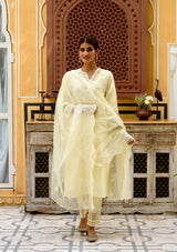 Lemon yellow Chanderi suit