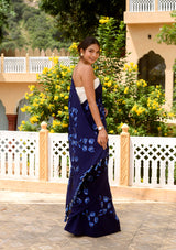 Midnight Blue Hand Painted Saree