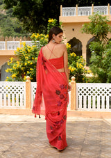 Crimson Red Organza Saree