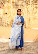 Blue hand painted Angrakha suit set