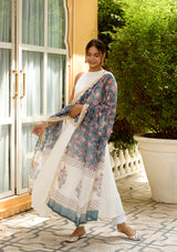 White Anarkali with Chanderi dupatta