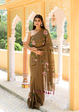 Brown Georgette Saree