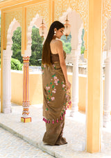 Brown Georgette Saree