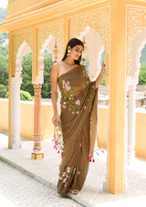 Brown Georgette Saree