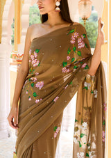 Brown Georgette Saree